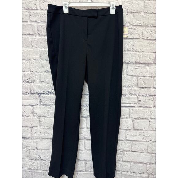 Anne Klein Black Flat Front Straight Leg Dress Pant SZ 6 New w/tags $89 MSRP - Picture 1 of 4